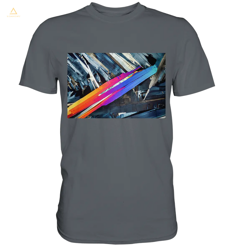 Mikrokristall Design Shirt mit Benzoesäure Design – echte Mikrofotografie
