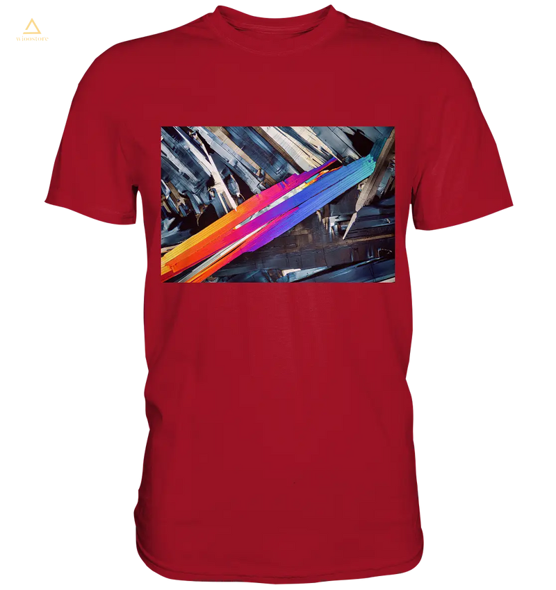Mikrokristall Design Shirt mit Benzoesäure Design – echte Mikrofotografie