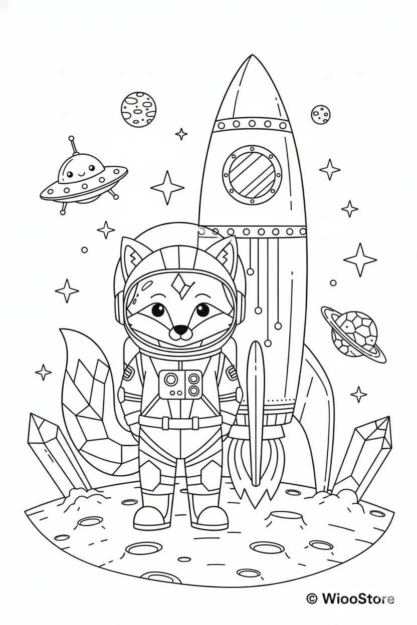 wioostore Mikrokristall-Ausmalbuch mit Weltraumfuchs