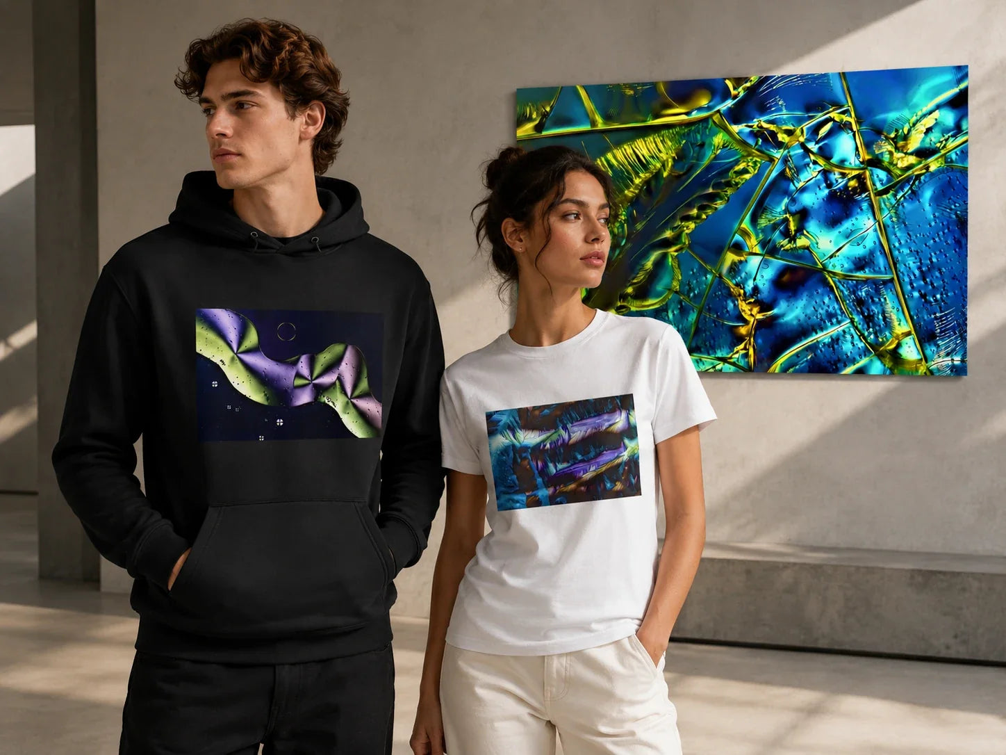 Mikrokristall Shirts und Hoodies aus echter Mikroskop-Fotografie