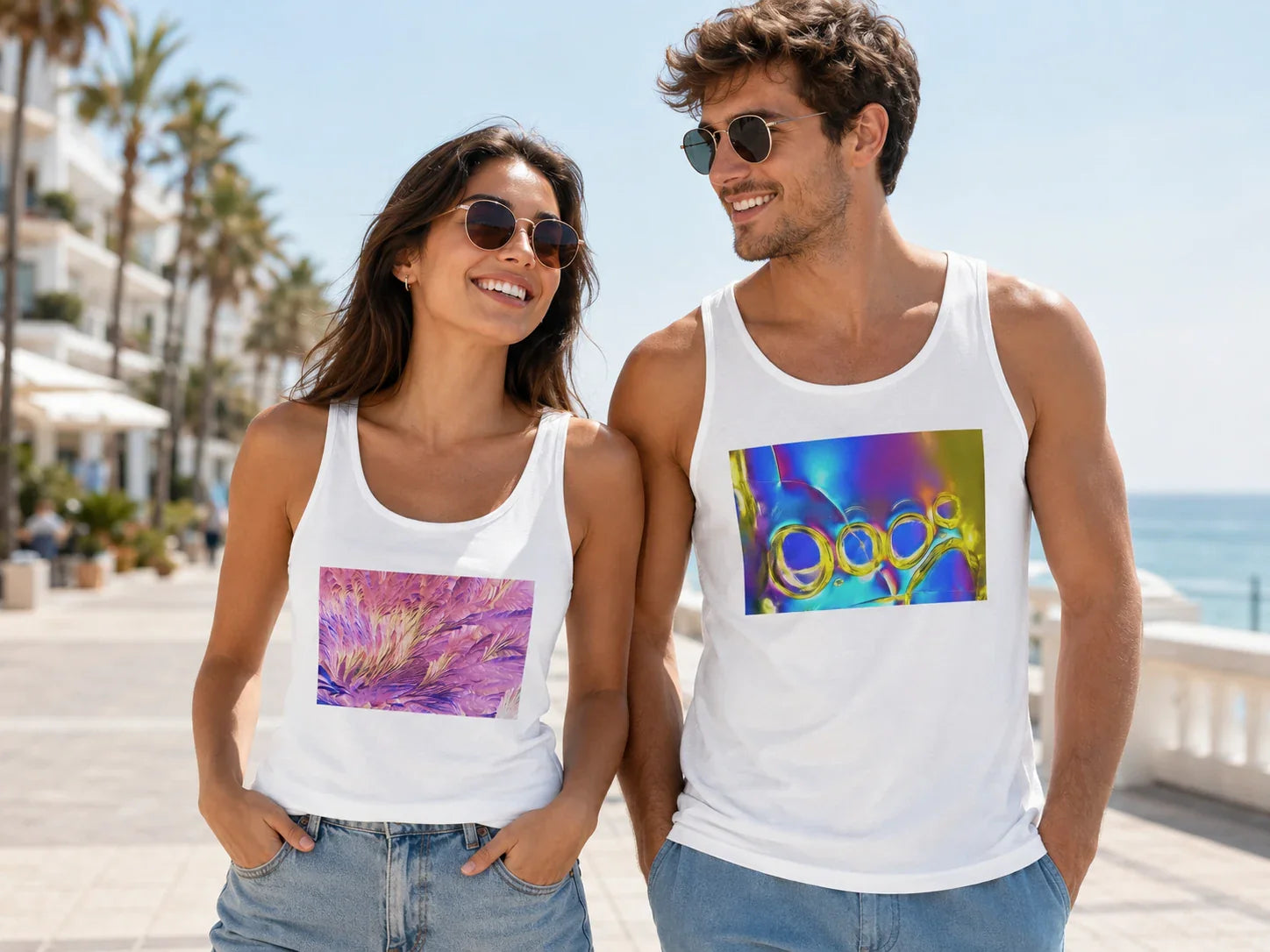 Mikrokristall-Tank-Tops für Damen und Herren mit farbigen Mikroskop-Motiven