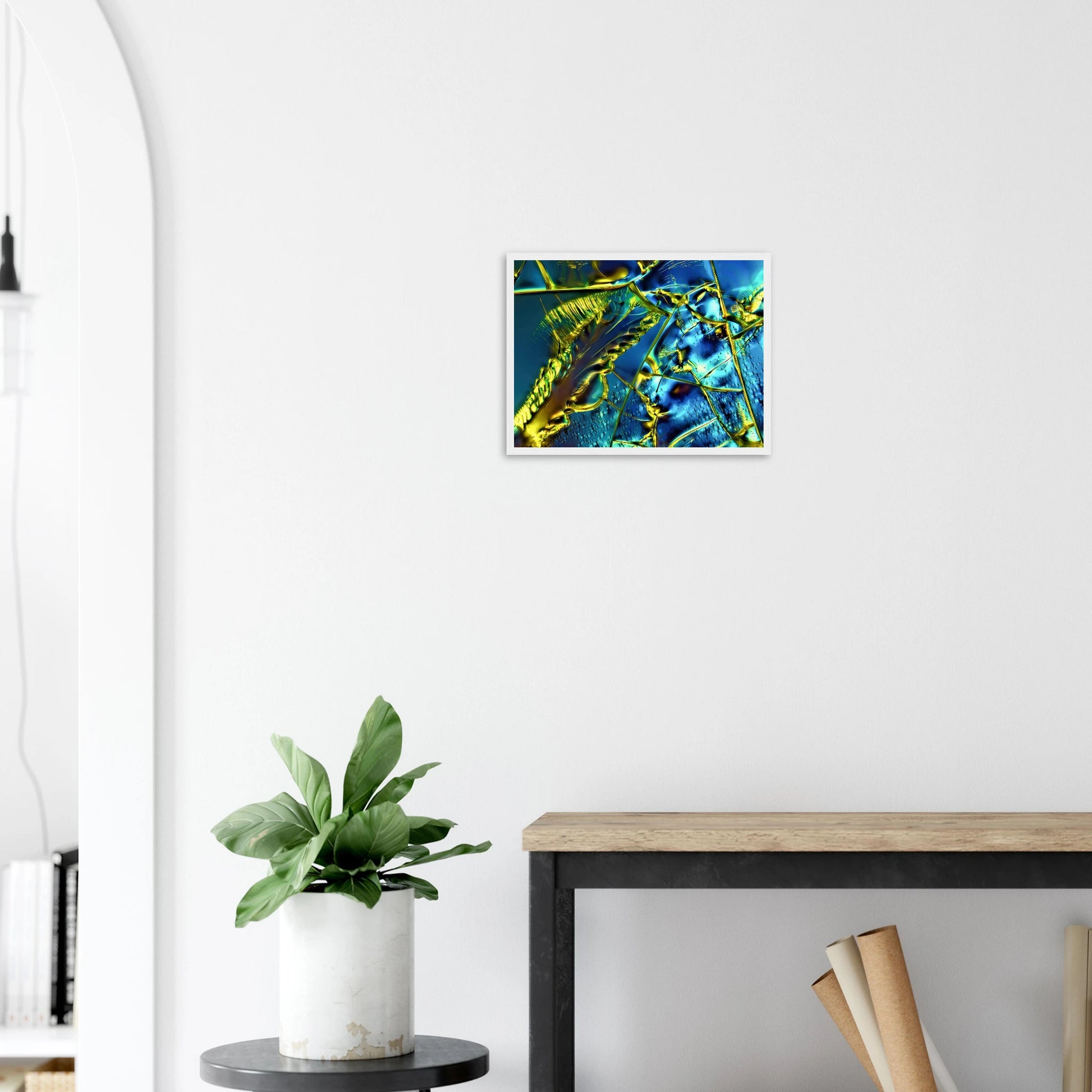 Optical Brightener als Mikrokristall-Poster mit Holzrahmen – Produktansicht 4