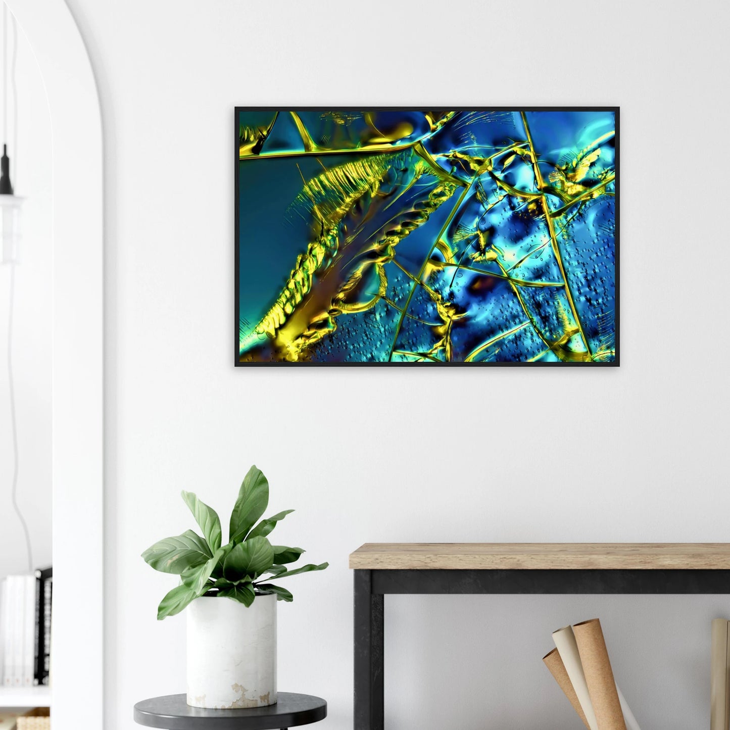 Optical Brightener als Mikrokristall-Poster mit Holzrahmen – Produktansicht 3