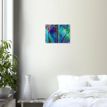 Caesiumchlorid mit Kupfersulfat als Mikrokristall-Wandbild auf Acrylglas – Produktansicht 4