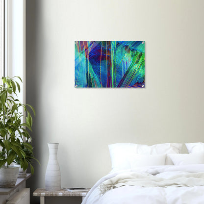 Caesiumchlorid mit Kupfersulfat als Mikrokristall-Wandbild auf Acrylglas – Produktansicht 5