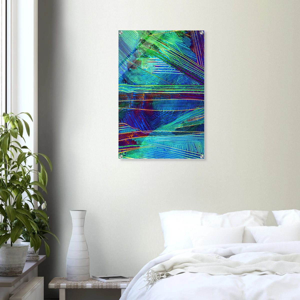 Caesiumchlorid mit Kupfersulfat als Mikrokristall-Wandbild auf Acrylglas – Produktansicht 8