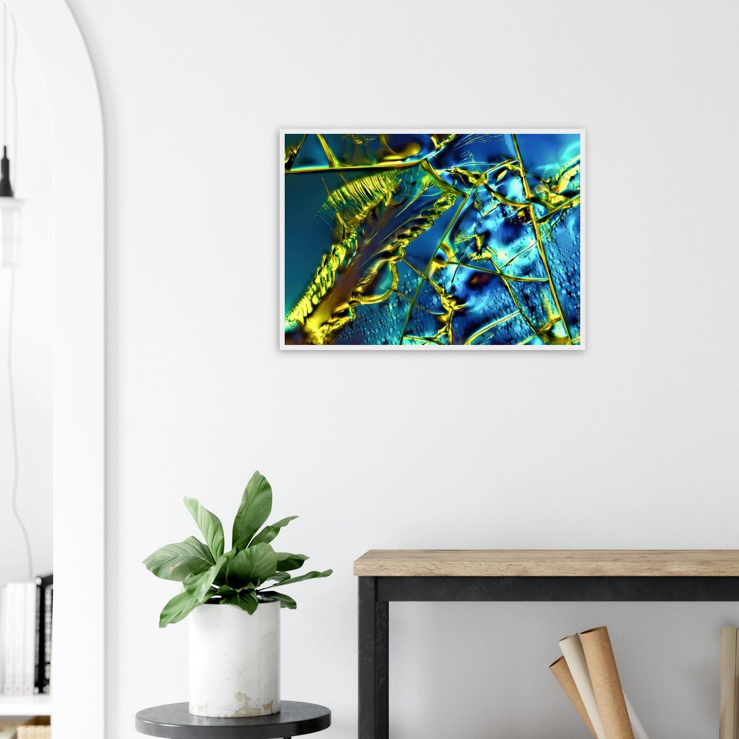 Optical Brightener als Mikrokristall-Poster mit Holzrahmen – Produktansicht 6