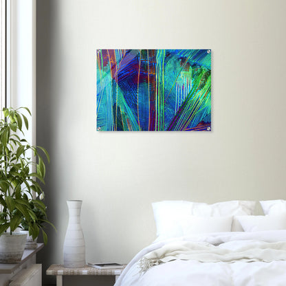 Caesiumchlorid mit Kupfersulfat als Mikrokristall-Wandbild auf Acrylglas – Produktansicht 6