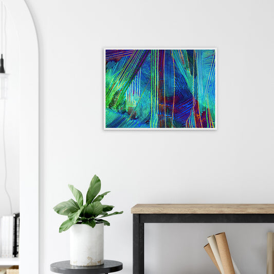 Caesiumchlorid mit Kupfersulfat als Mikrokristall-Poster mit Holzrahmen – Produktansicht 2