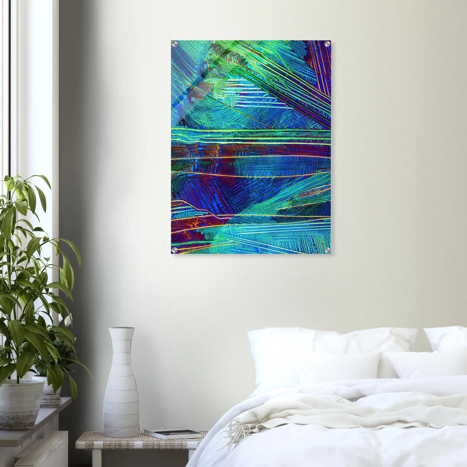 Caesiumchlorid mit Kupfersulfat als Mikrokristall-Wandbild auf Acrylglas – Produktansicht 7