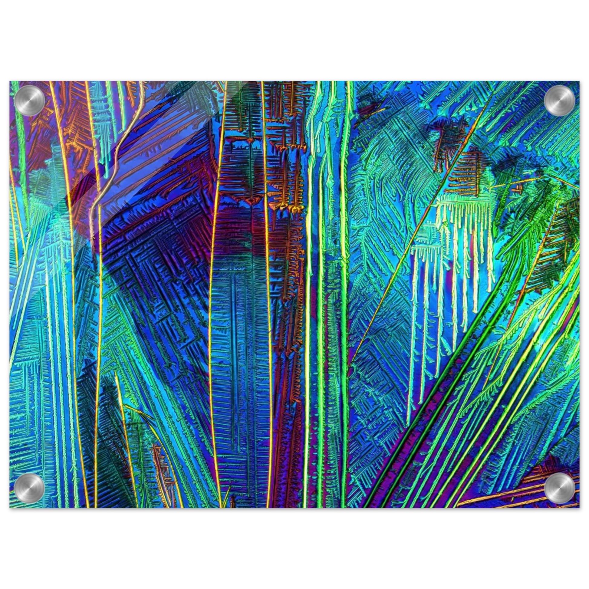 Caesiumchlorid mit Kupfersulfat als Mikrokristall-Wandbild auf Acrylglas – Produktansicht 3