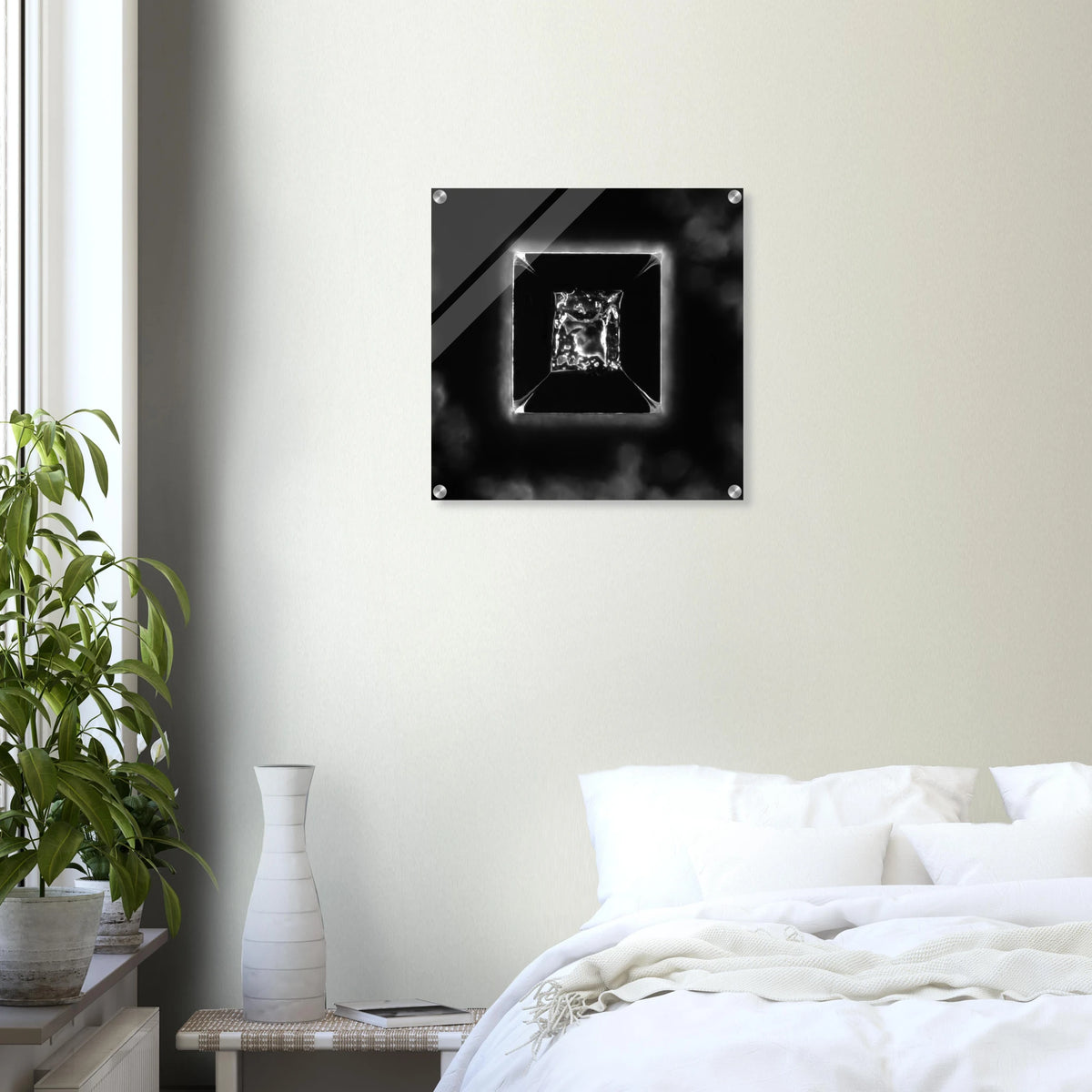 Kochsalz im Dunkelfeld als Mikrokristall-Wandbild auf Acrylglas – Produktansicht 10