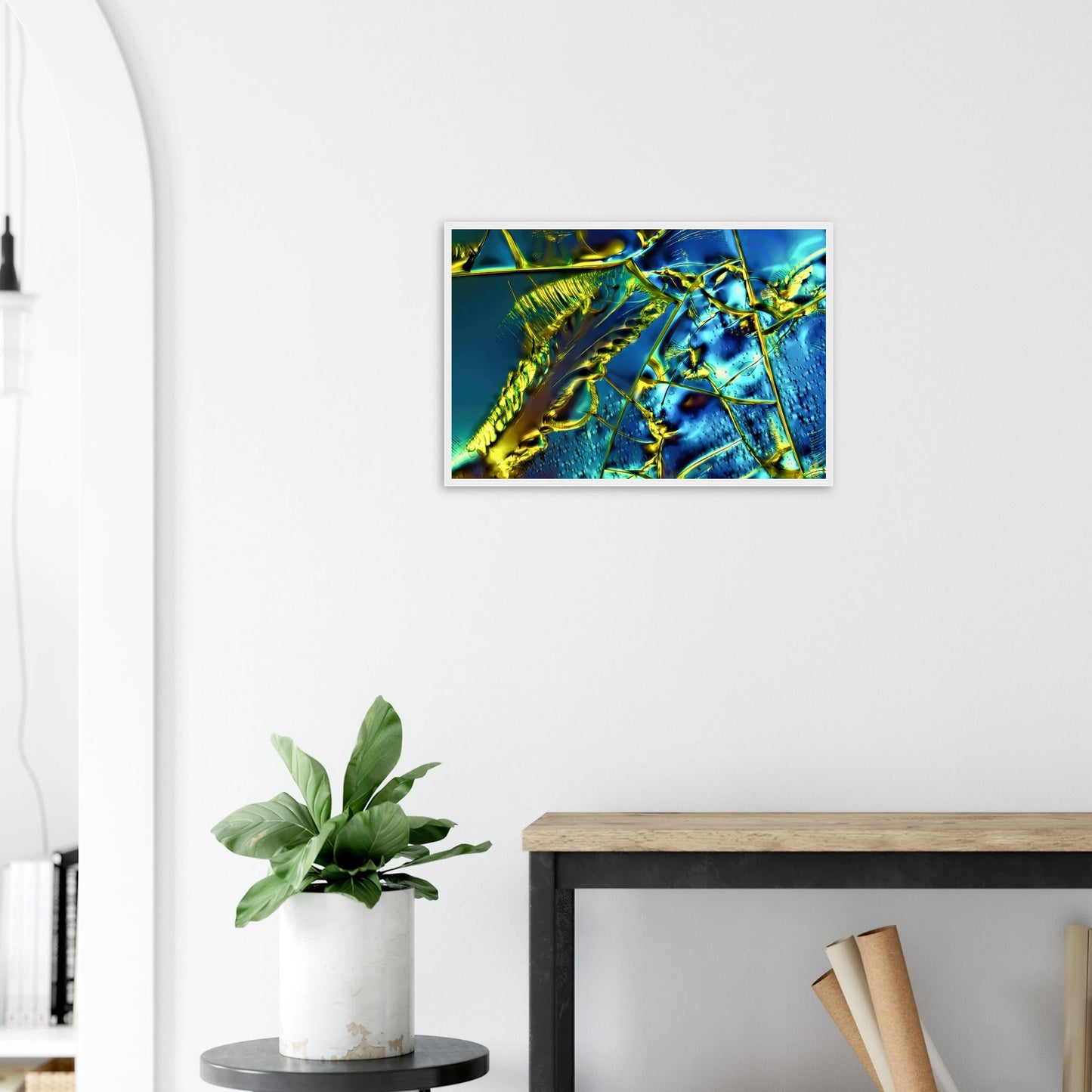 Optical Brightener als Mikrokristall-Poster mit Holzrahmen – Produktansicht 2