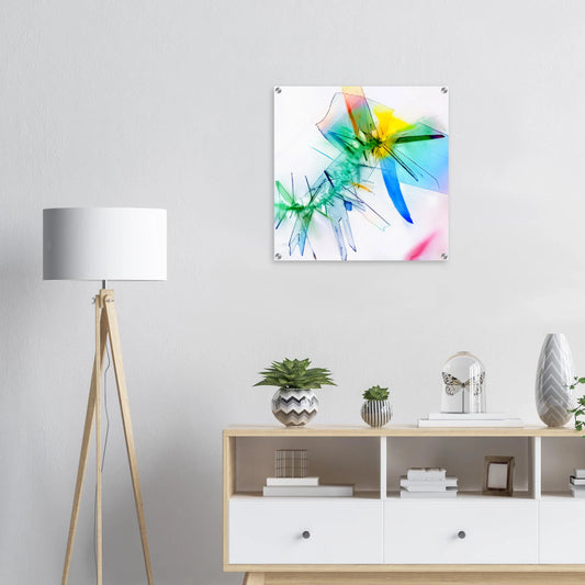 Benzoesäure als Mikrokristall-Wandbild auf Acrylglas