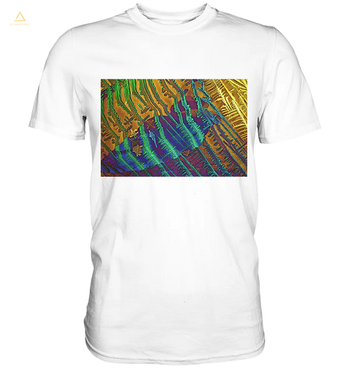 Microcrystal Design Shirt – Caesium chloride with copper sulfate in real microphotography