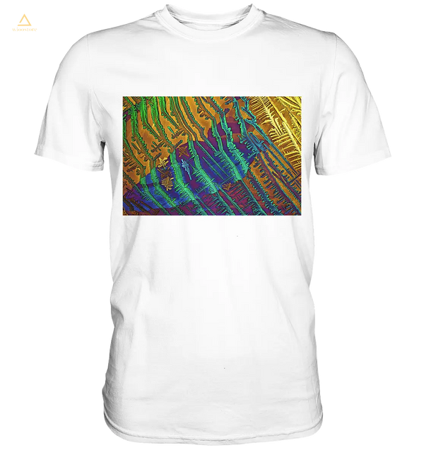 Mikrokristall Design Shirt – Caesiumchlorid mit Kupfersulfat  in echter Mikrofotografie