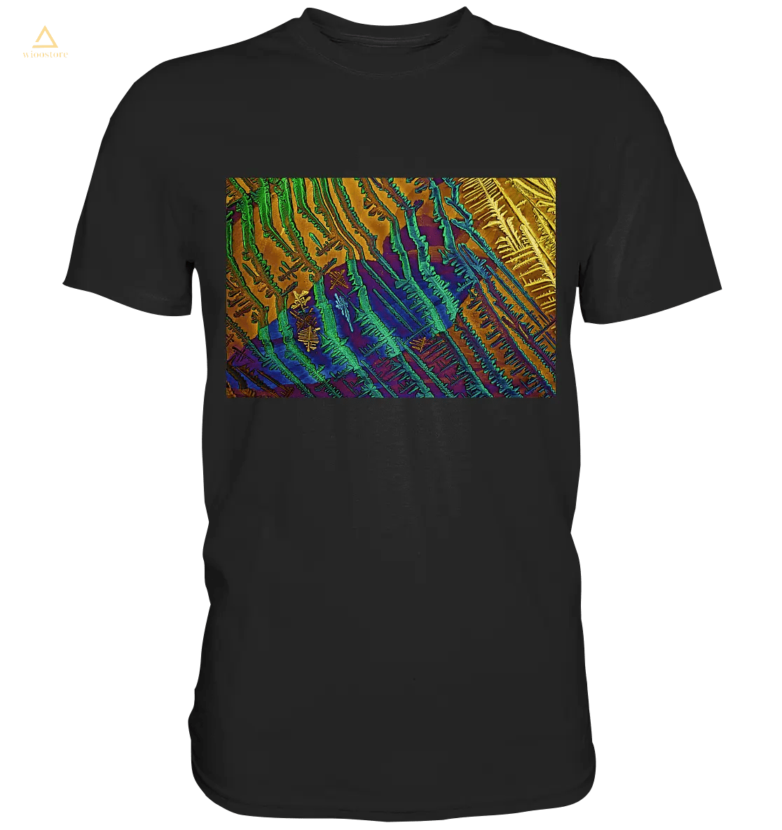 -Mikrokristall Design Shirt mit Caesiumchlorid mit Kupfersulfat Design – echte Mikrofotografie