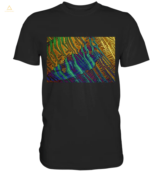 -Mikrokristall Design Shirt mit Caesiumchlorid mit Kupfersulfat Design – echte Mikrofotografie