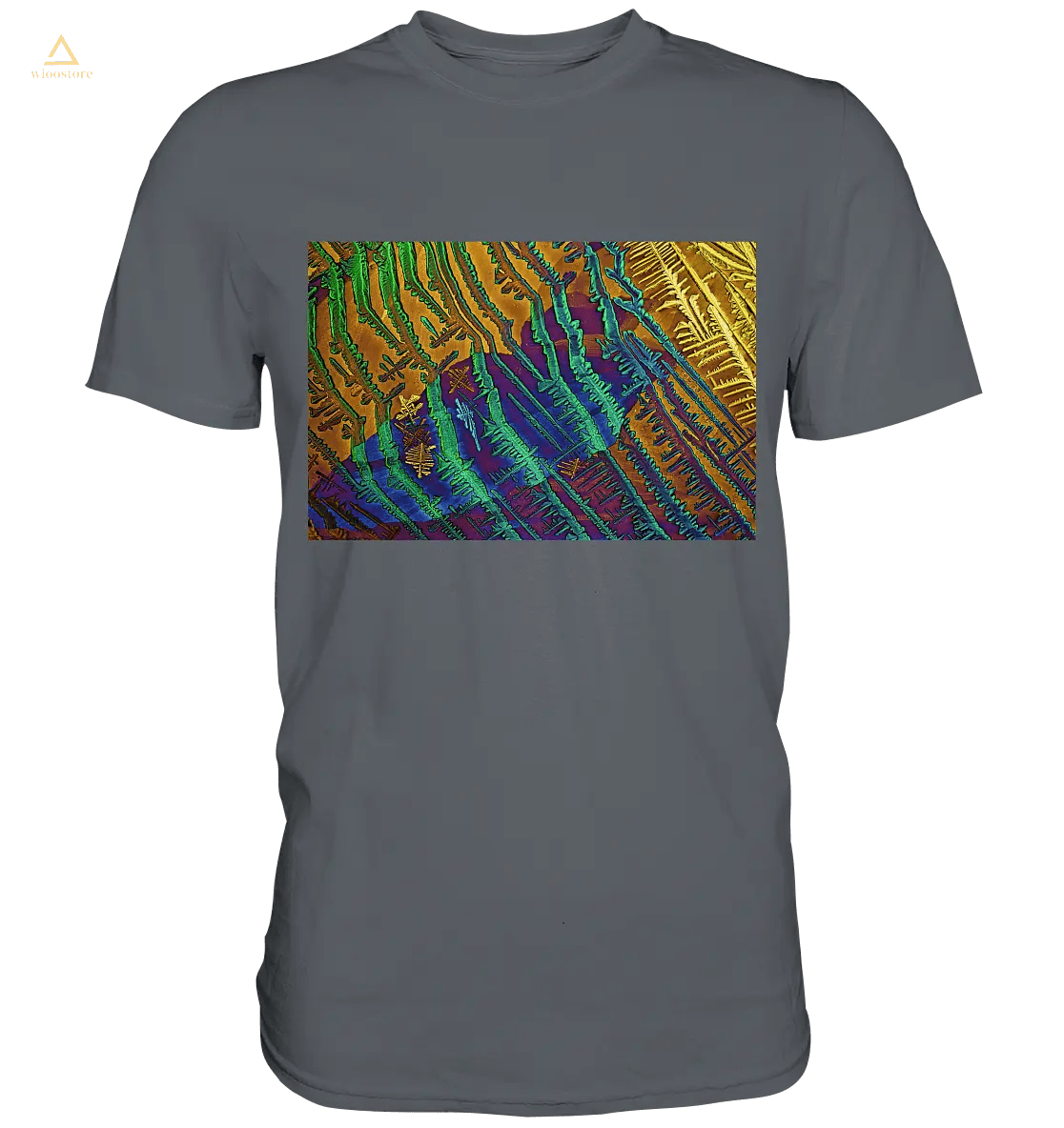 -Mikrokristall Design Shirt mit Caesiumchlorid mit Kupfersulfat Design – echte Mikrofotografie