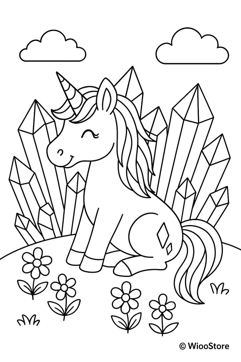 Microcrystal coloring page – Unicorn