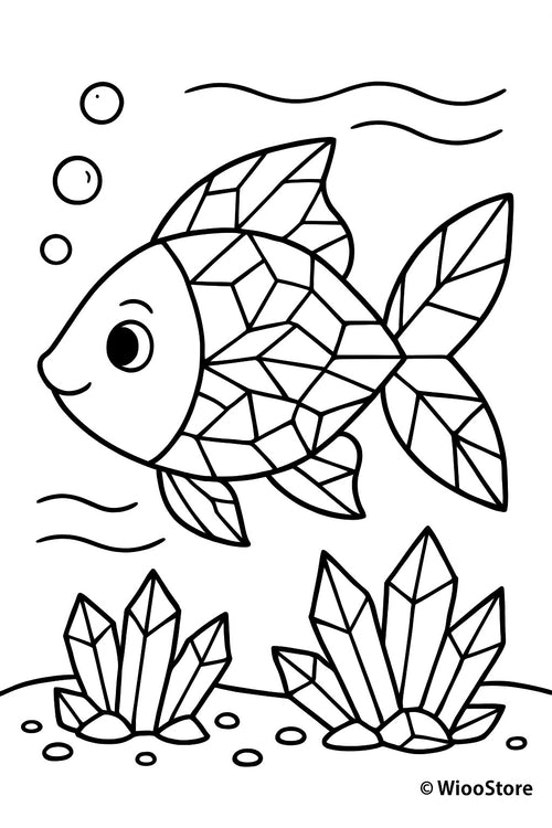 Microcrystal coloring page – fish