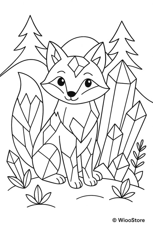 Microcrystal coloring page – Fox