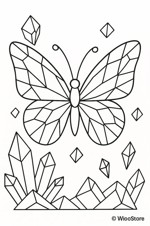 Microcrystal coloring page – butterfly