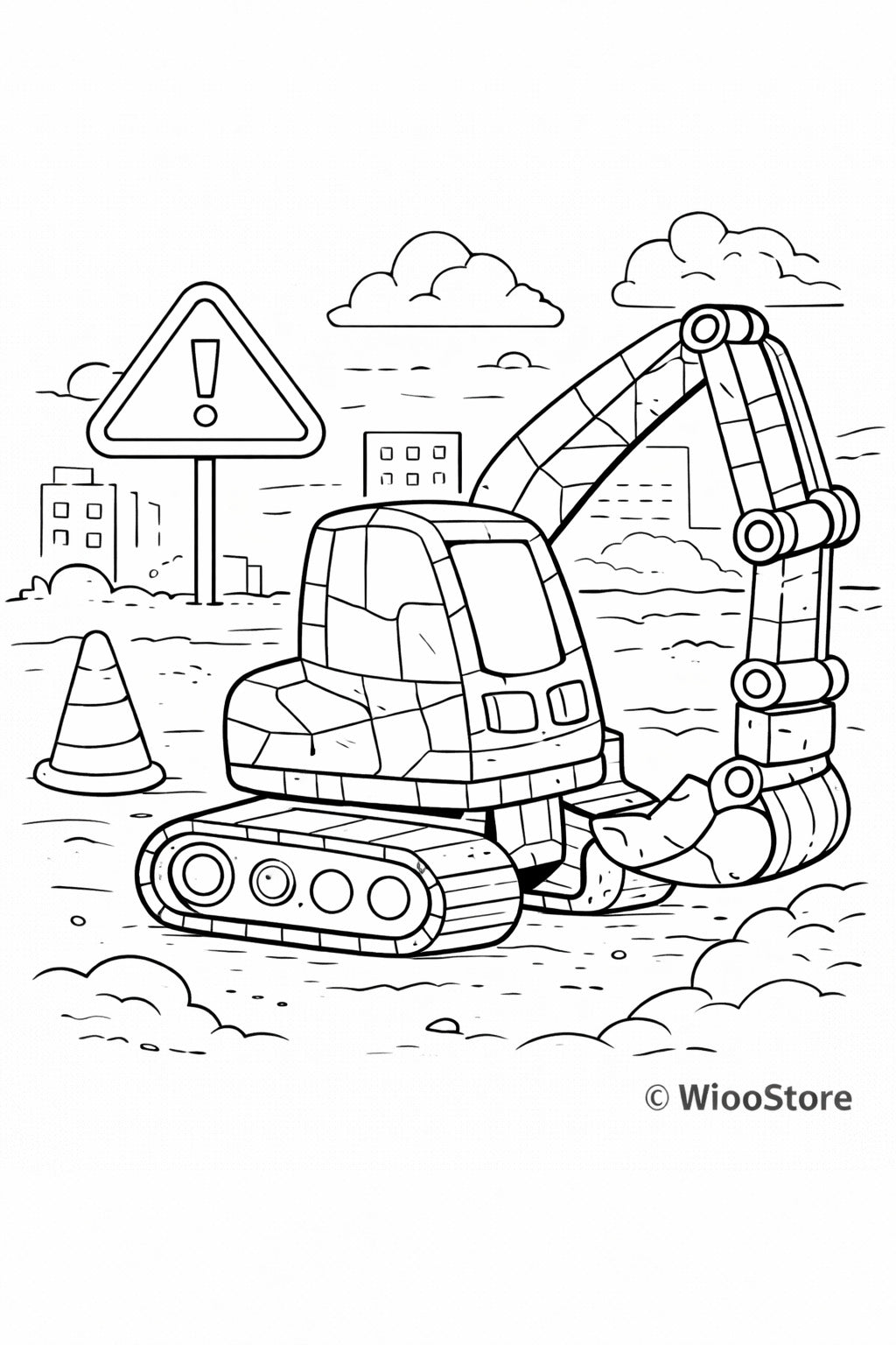 Mikrokristall-Ausmalbild – Bagger