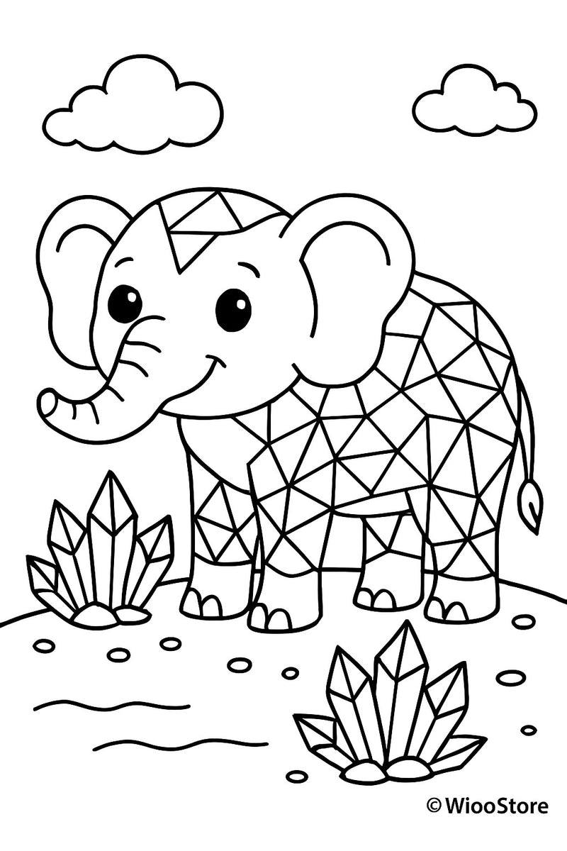 Microcrystal coloring page – Elephant