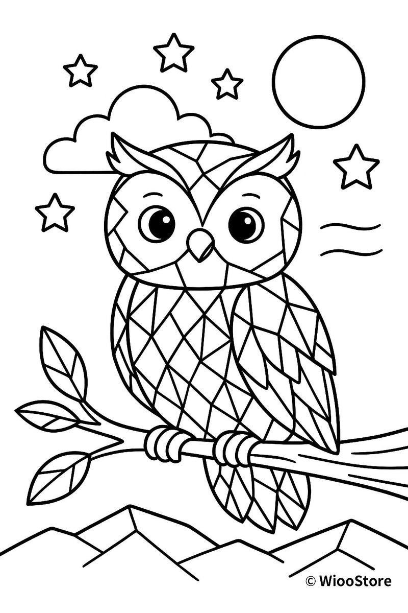 Microcrystal coloring page – Owl