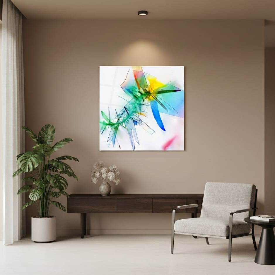 Microcrystal mural with microcrystal of table salt in dark field