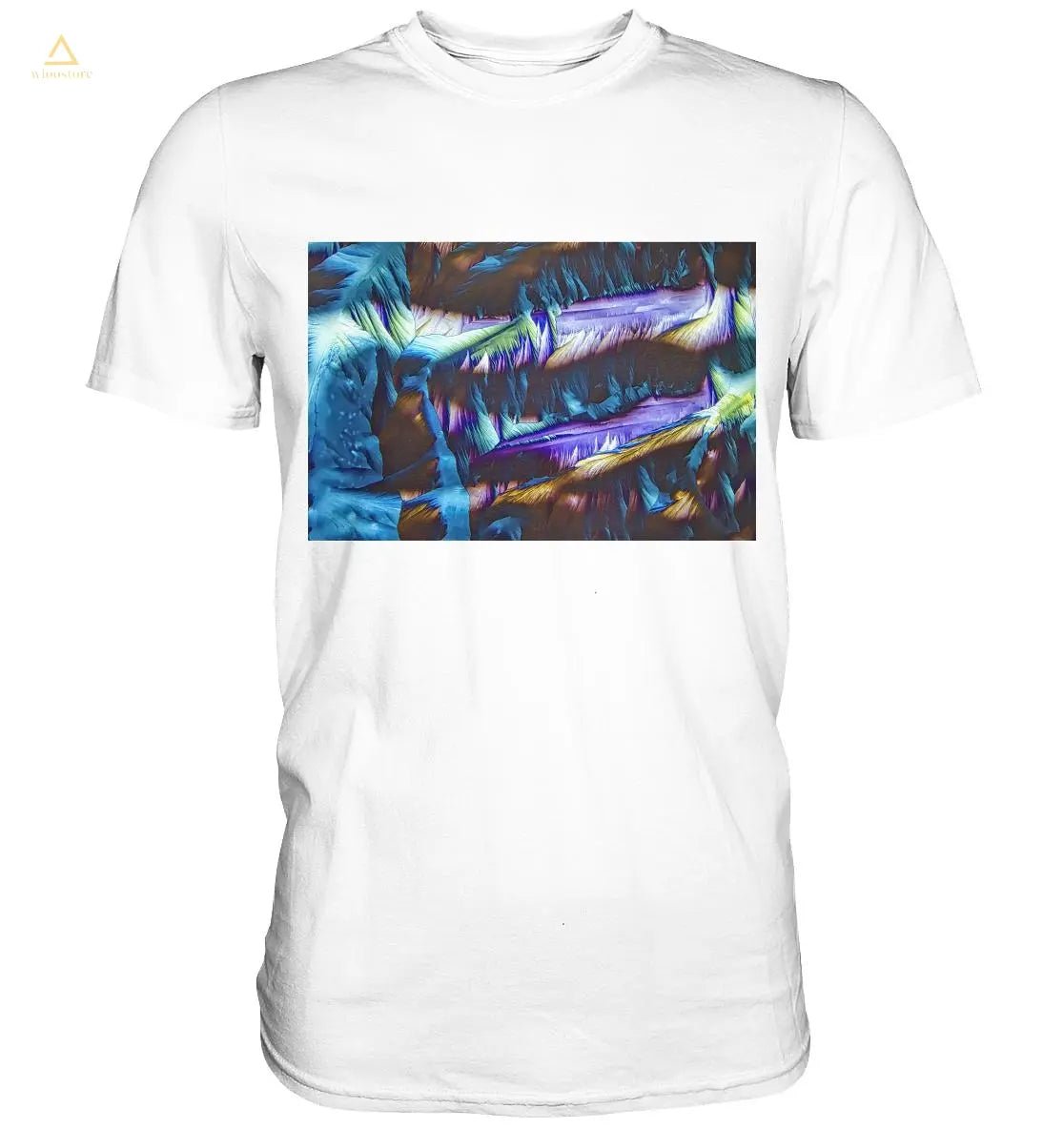 Mikrokristall Shirt mit Paracetamol Design – echte Mikrofotografie