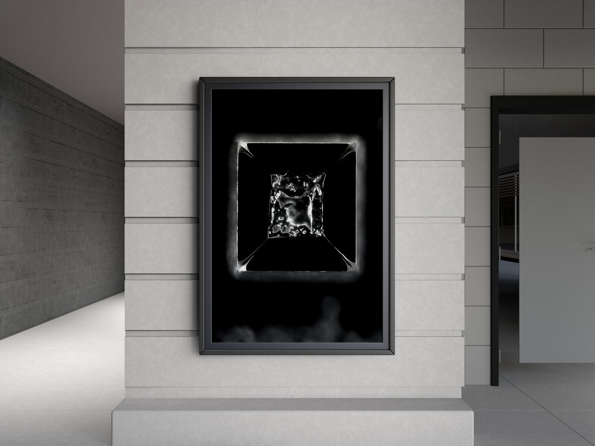 Microcrystal mural with microcrystal of table salt in dark field