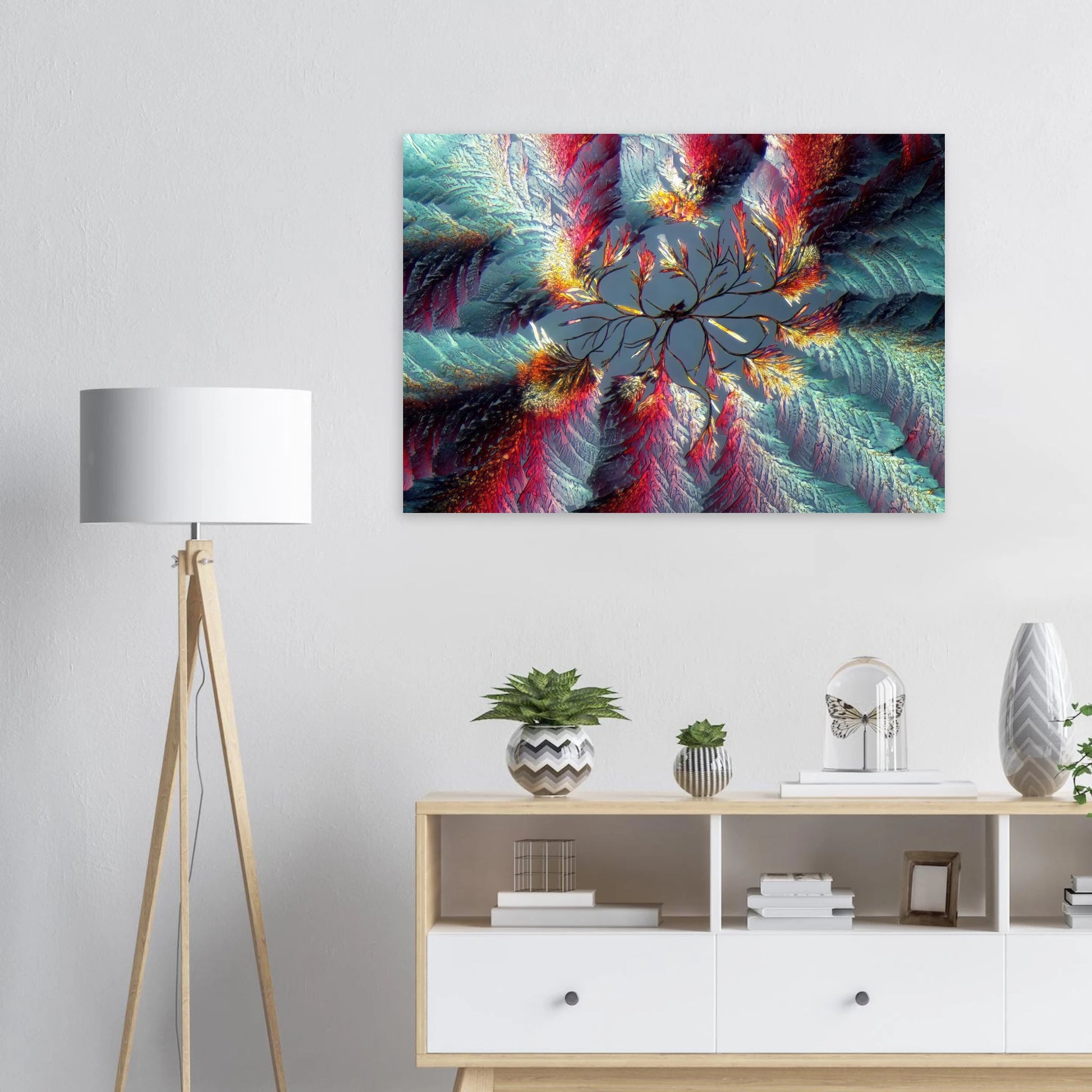 Zimtsäure als Mikrokristall-Wandbild auf Alu-Dibond, 1
