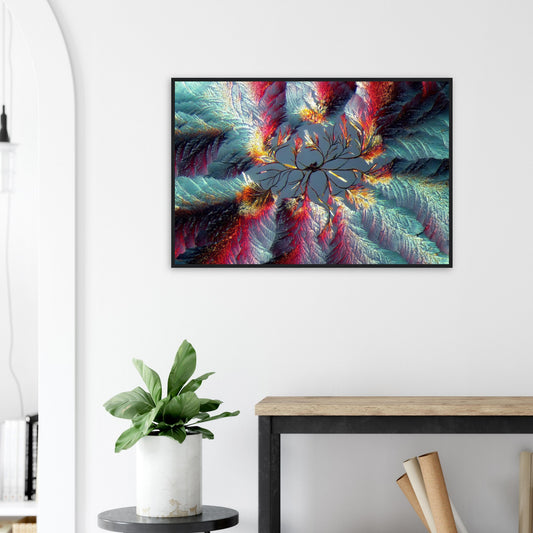 Zimtsäure als Mikrokristall-Poster mit Holzrahmen