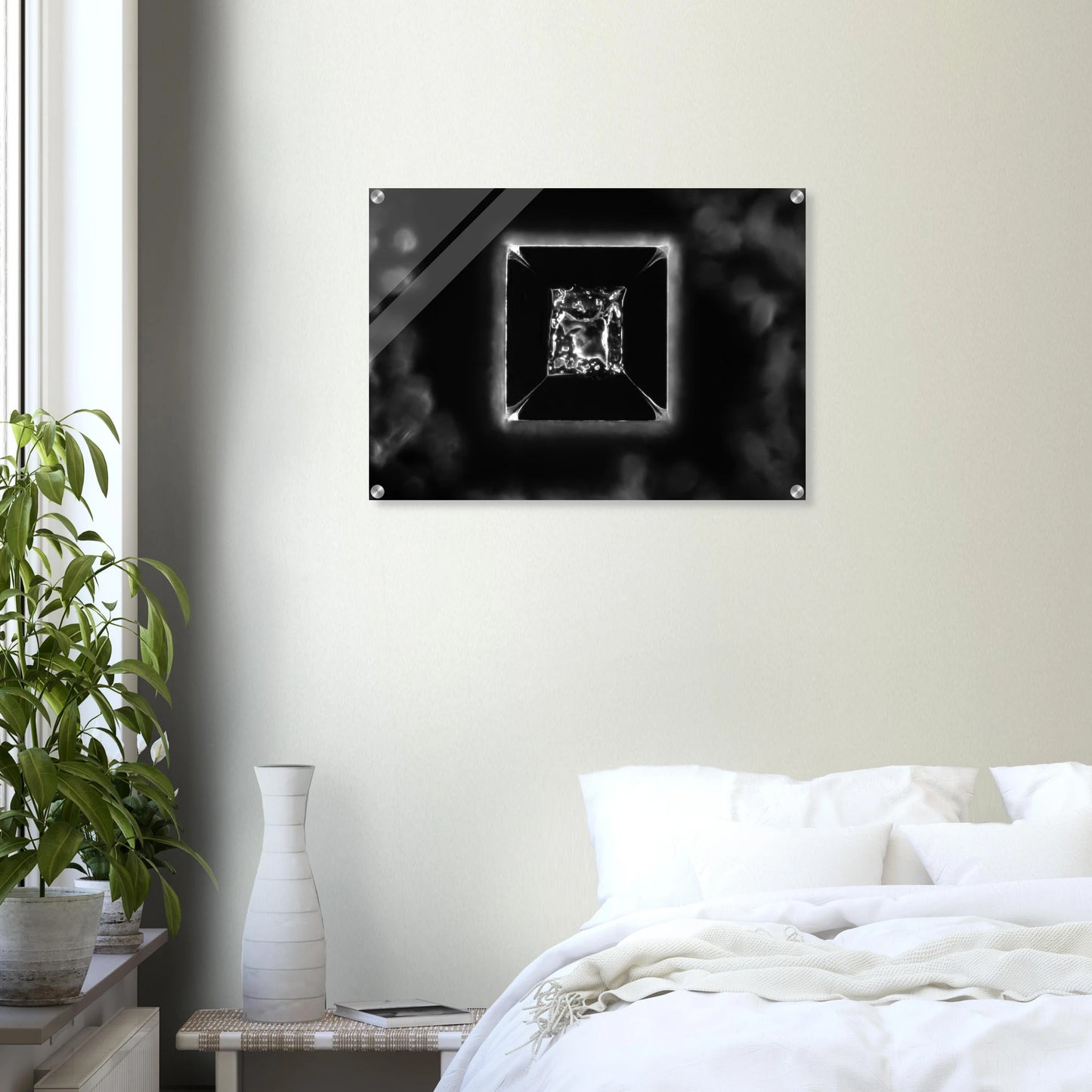 Kochsalz im Dunkelfeld als Mikrokristall-Wandbild auf Acrylglas – Produktansicht 6
