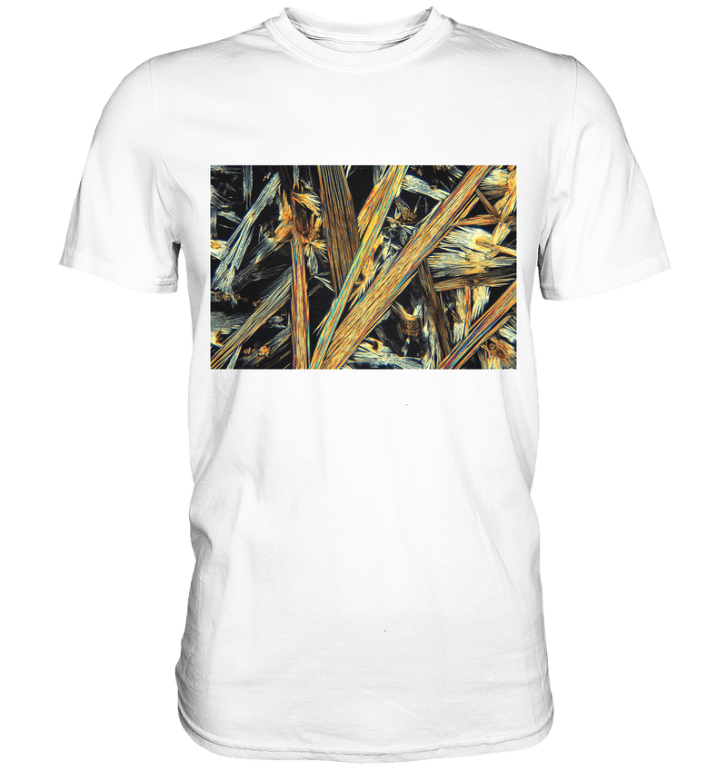 Microcrystal design shirt – caffeine in real microphotography