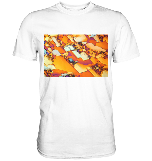 Mikrokristall Design Shirt – Beta Alanin und L-Glutamin in echter Mikrofotografie