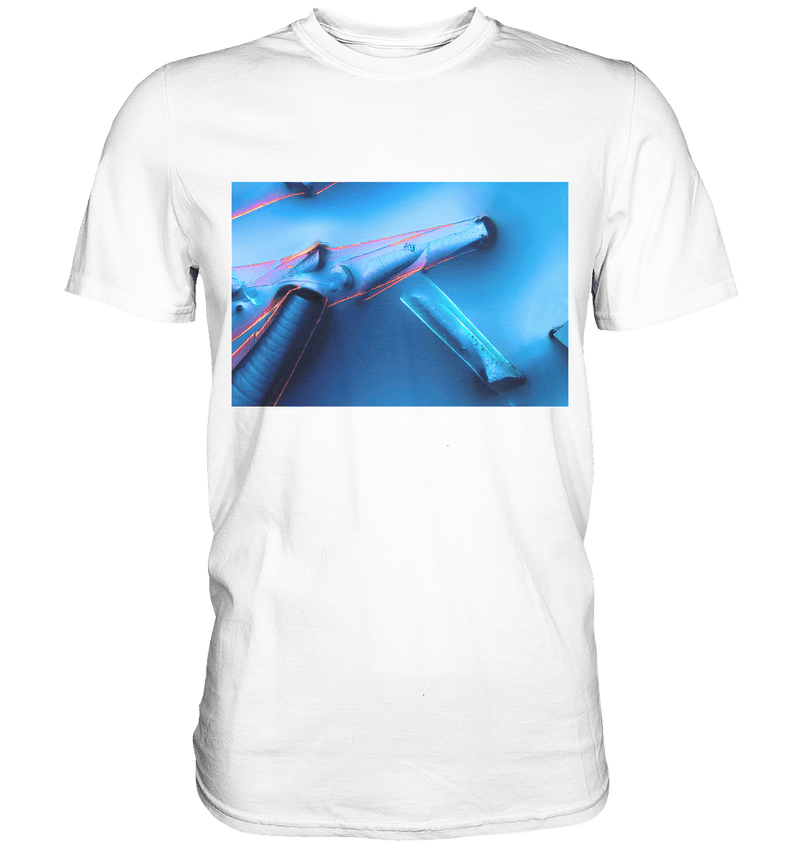 Microcrystal design shirt – alum with oil in real microphotography