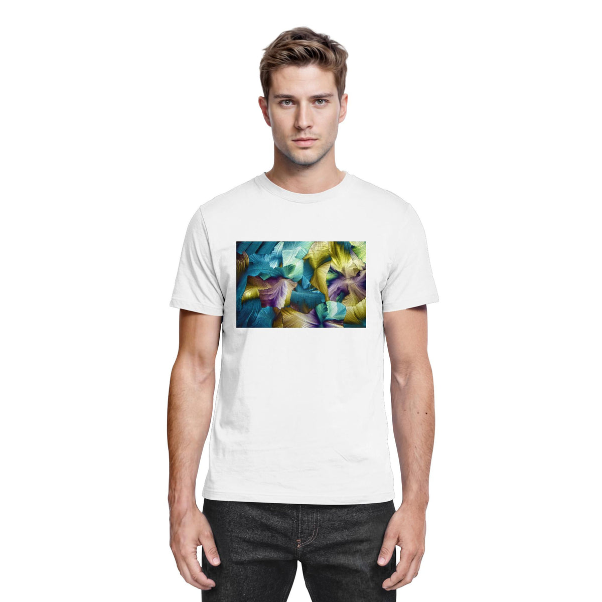 Apfelsäure als Mikrokristall Herren-Shirt – Motiv 3 – White, am Model