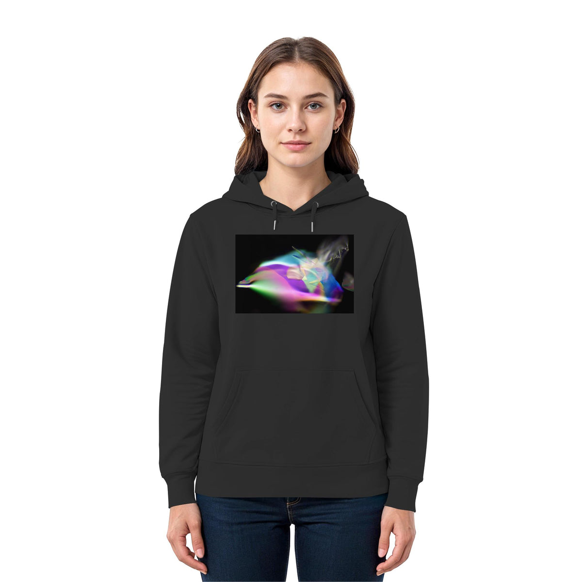 Zimtsäure als Mikrokristall Unisex Hoodie – Motiv 1 – Black, am Model
