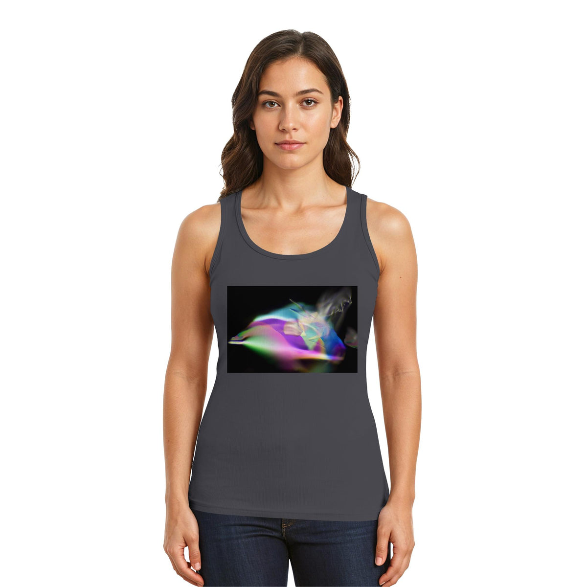 Zimtsäure – Mikrokristall-Tank-Top für Herren – Motiv 2 – Charcoal, am Model